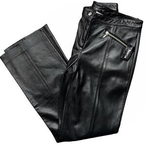NWT Y2K Wilson’s Black Genuine Leather Pants Mid Rise Zippers Detailing Size 10